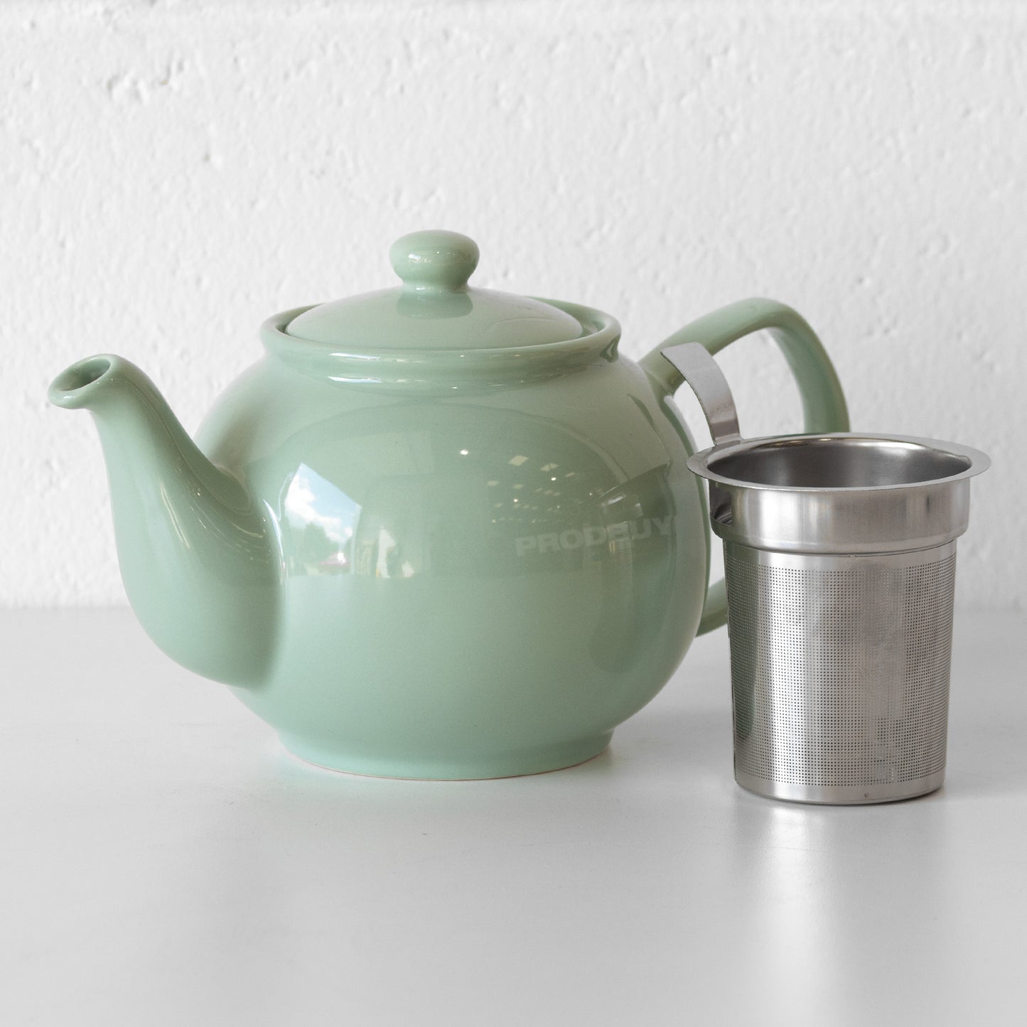 Pastel Green 1 Litre Ceramic Teapot & Infuser Basket