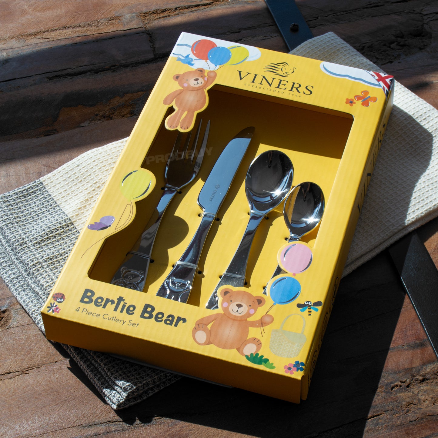 Viners 4 Piece Children's Bertie Bear Cutlery Set