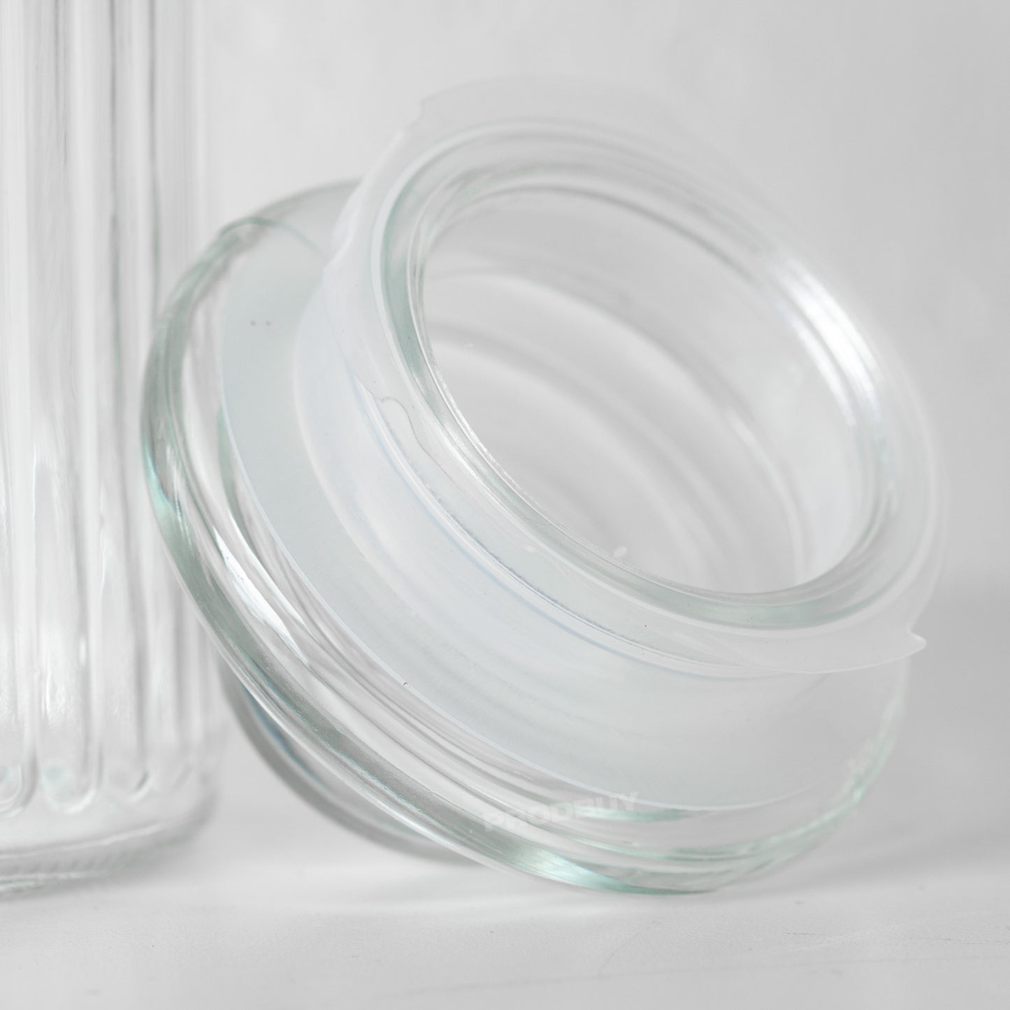 Set of 3 Ribbed Glass Tea Coffee Sugar Jars Set