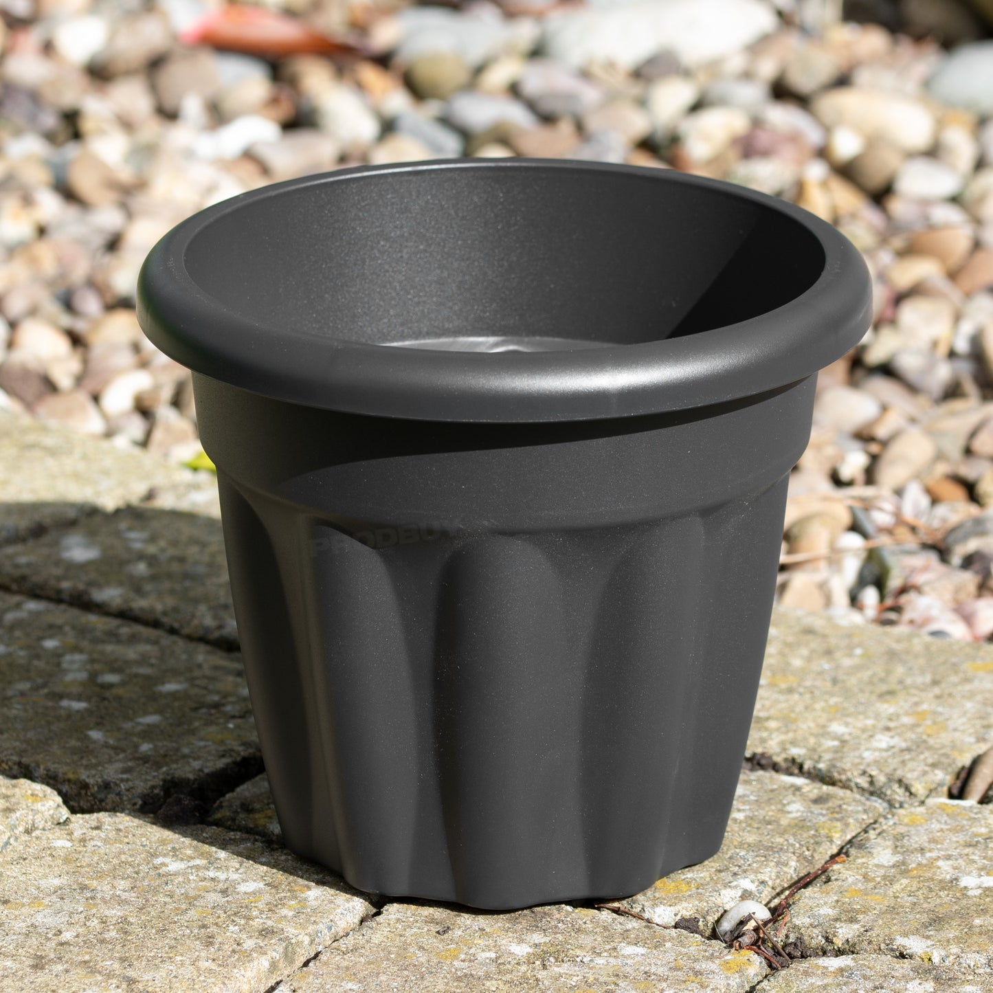 Set of 2 Round 18cm Dark Grey Garden Planter Pots