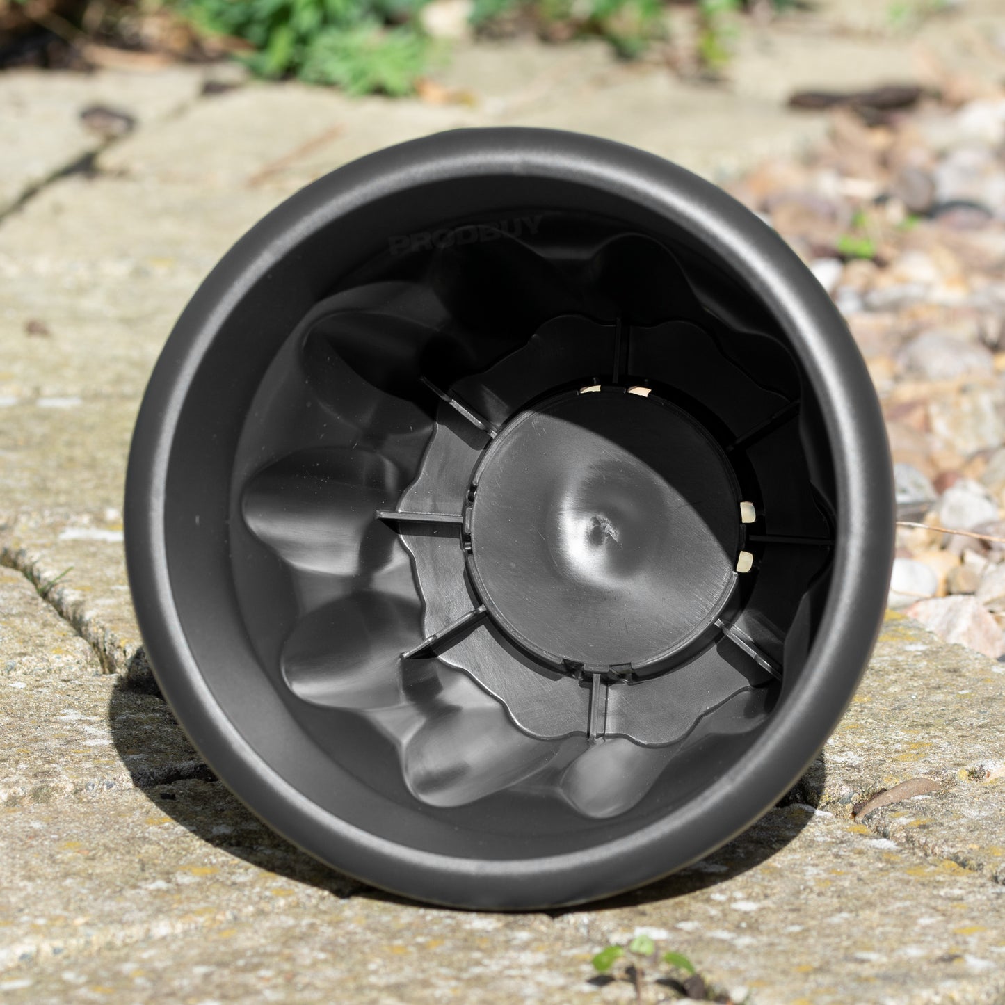 Set of 2 Round 18cm Dark Grey Garden Planter Pots