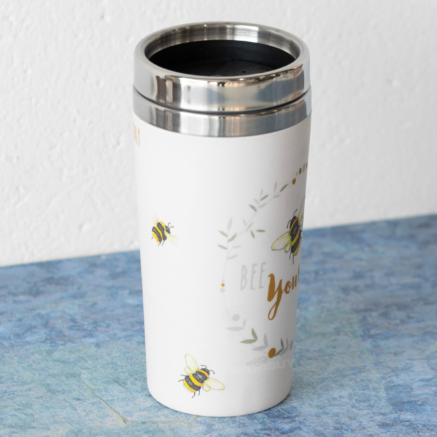 'Bee Yourself' Floral Stainless Steel Travel Mug