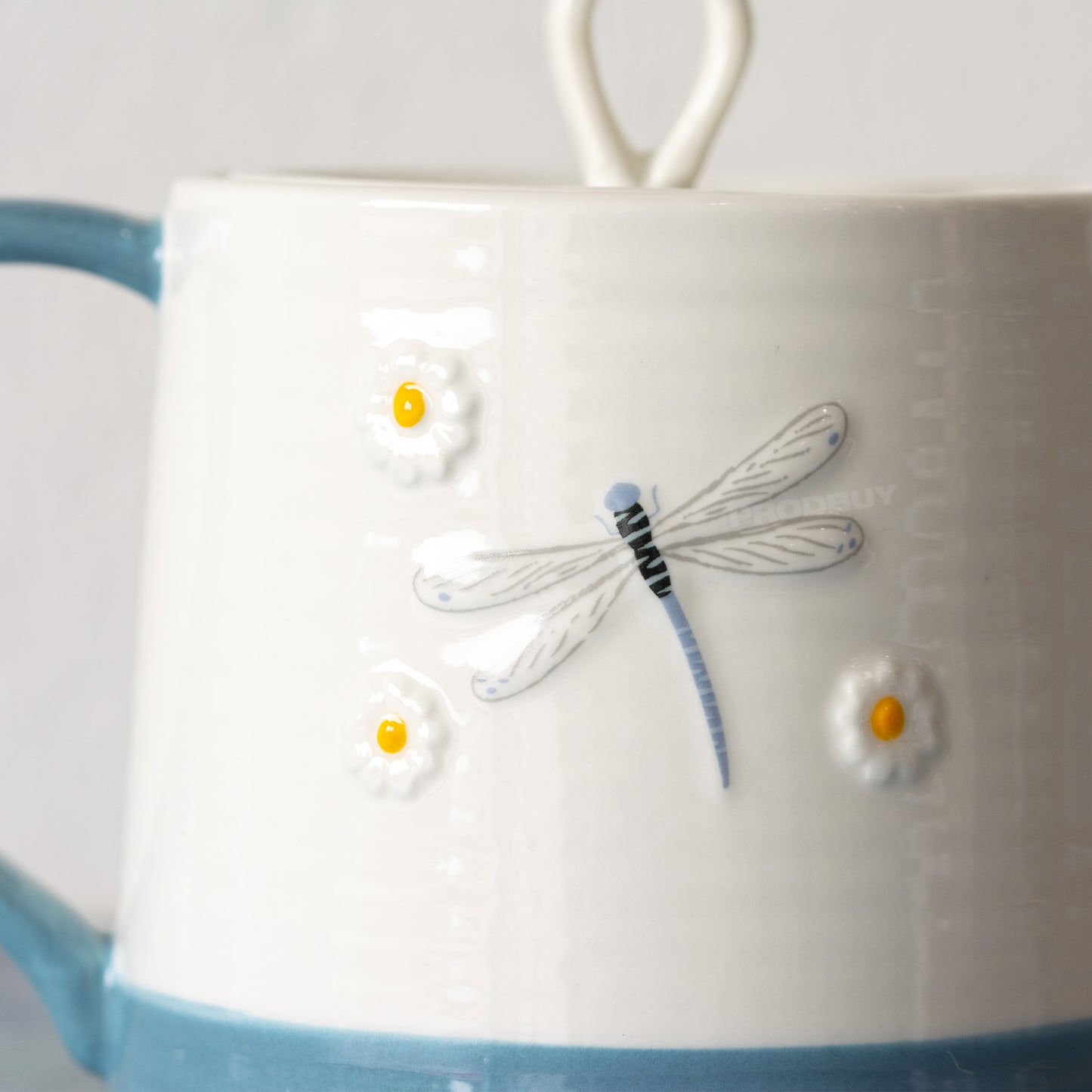 White & Blue 1 Litre Ceramic Cafe Teapot