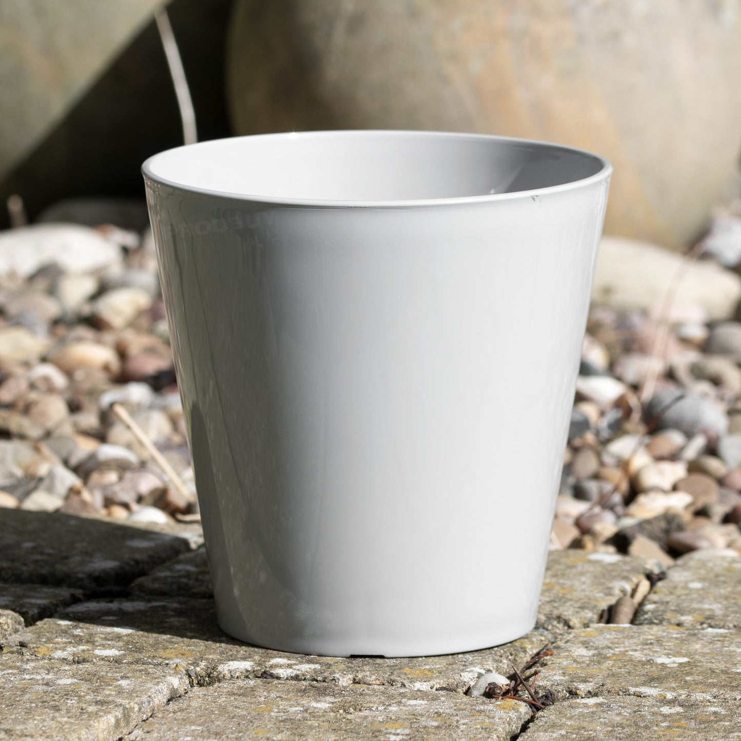 Set of 3 Small Grey Plastic Plant Pot Covers 14cm