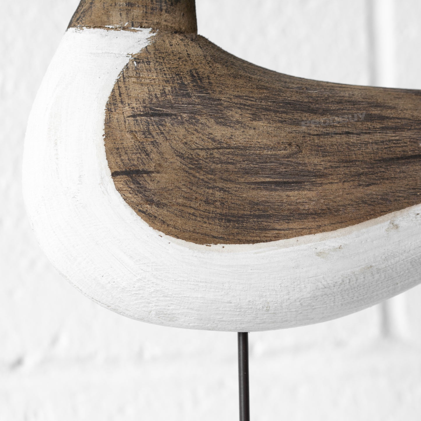 Wooden Brown & White Seagull on Plinth Ornament