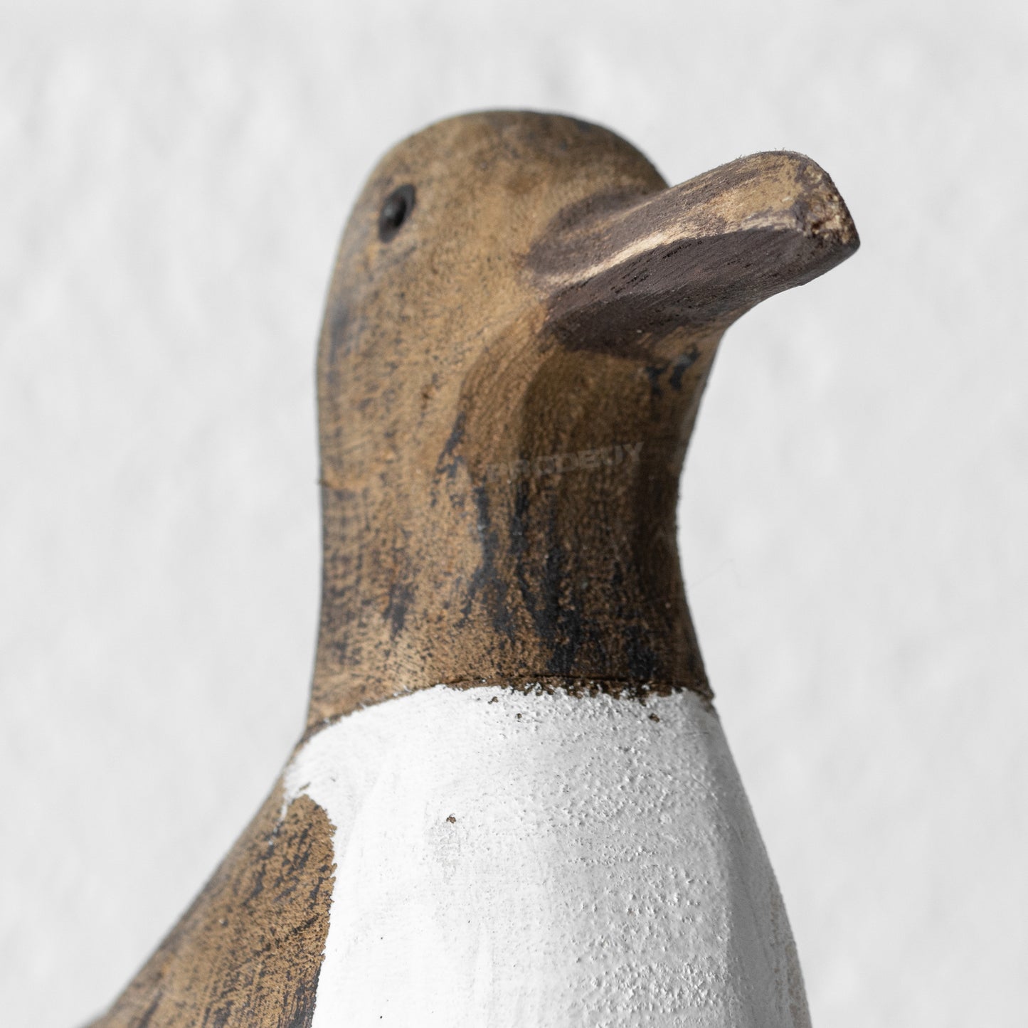 Wooden Brown & White Seagull on Plinth Ornament
