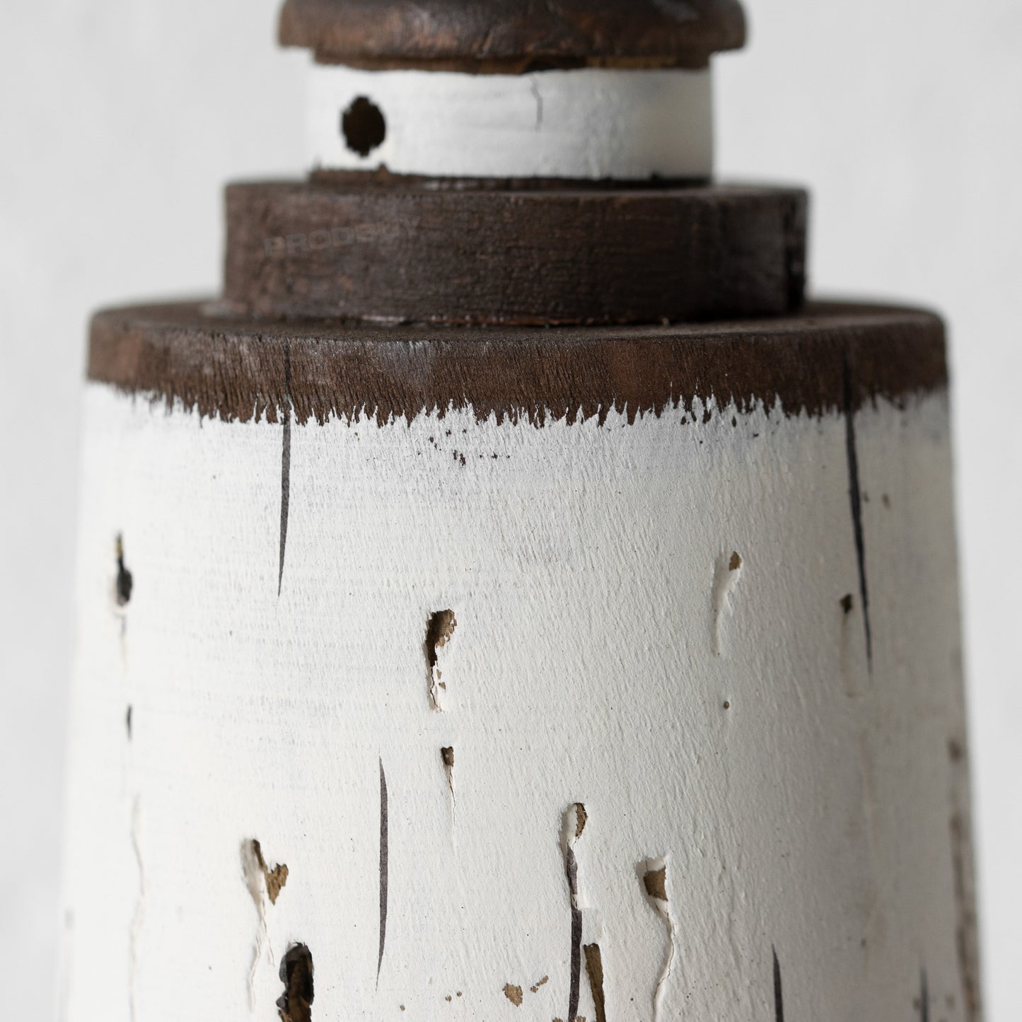 Small Wooden Brown & White Lighthouse Ornament