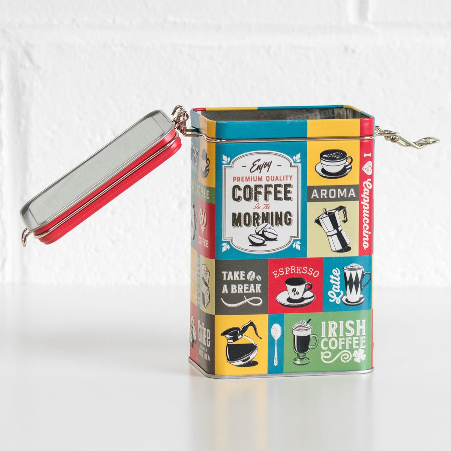 Retro 'Coffee Collage' 1.3 Litre Storage Tin