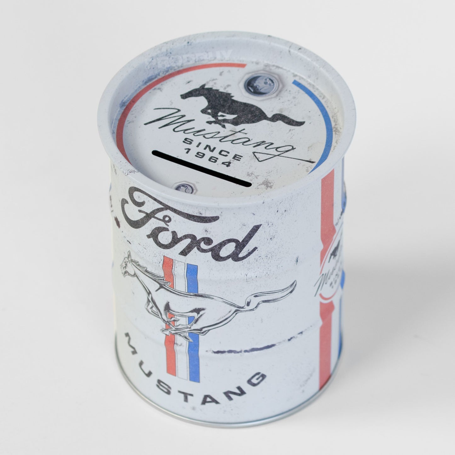 Ford Mustang Oil Barrel Money Tin