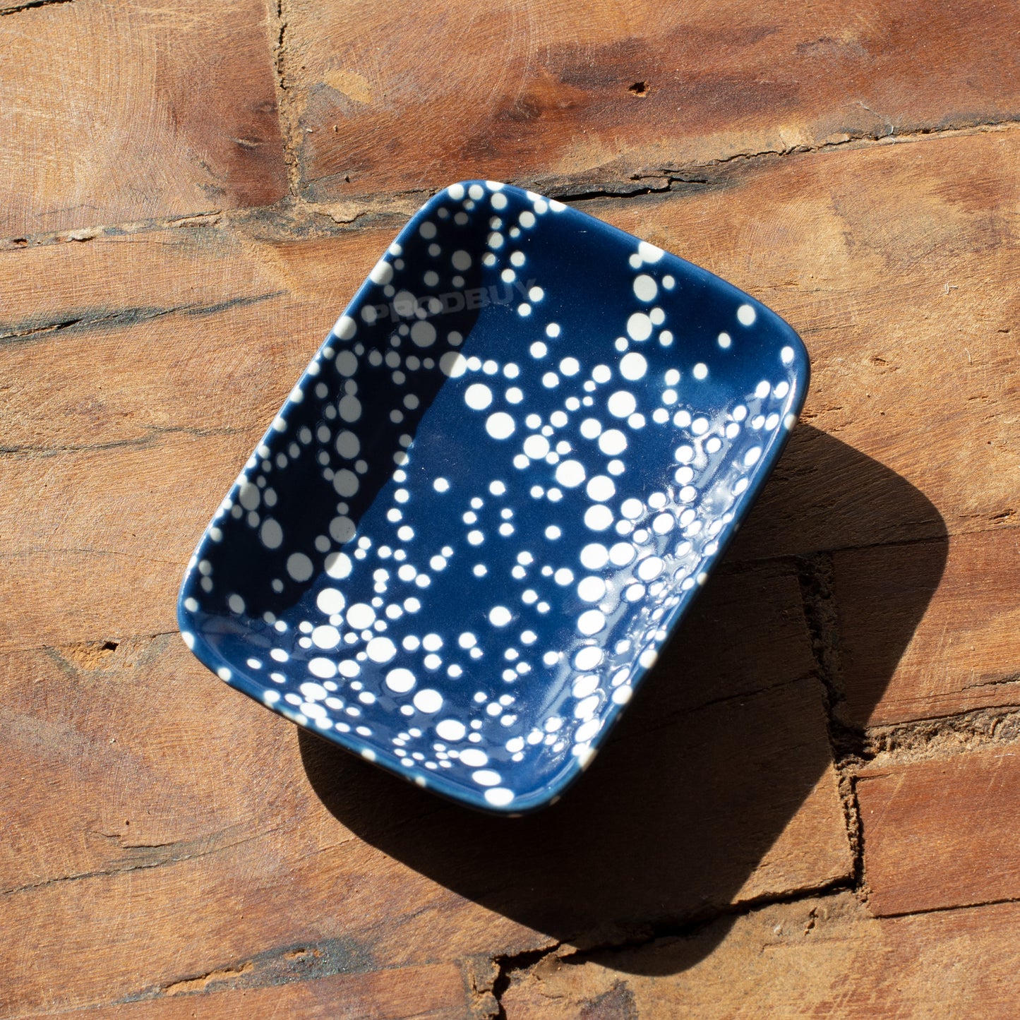 Dark Blue Dotty Small Tea Bag Tidy Spoon Rest