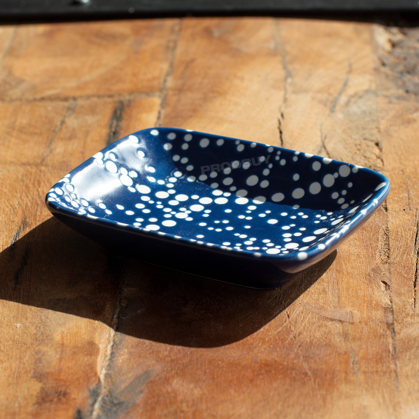 Dark Blue Dotty Small Tea Bag Tidy Spoon Rest