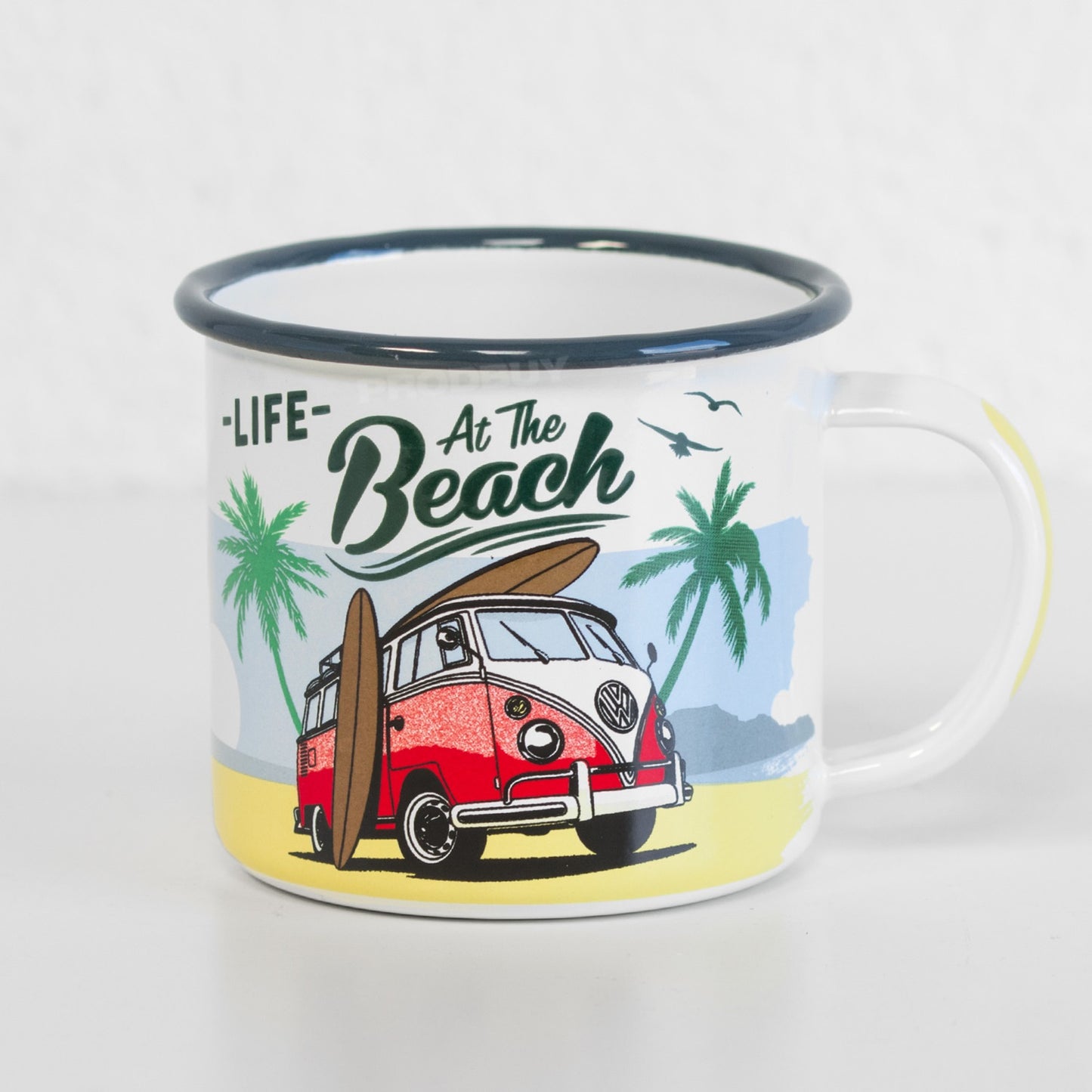 'Life At The Beach' Enamel Coffee Mug