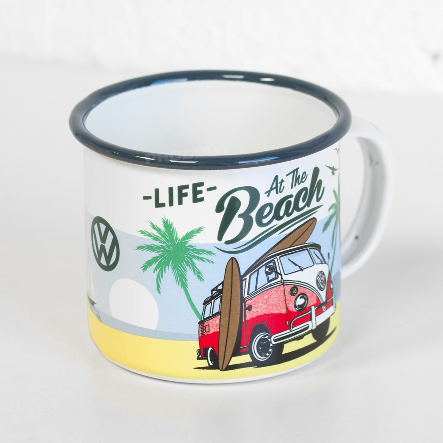 'Life At The Beach' Enamel Coffee Mug