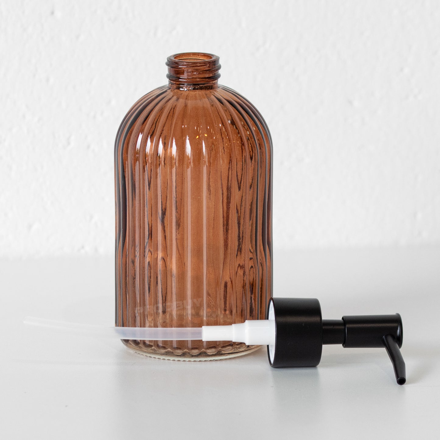 Amber Glass Soap Dispenser with Black Top 400ml