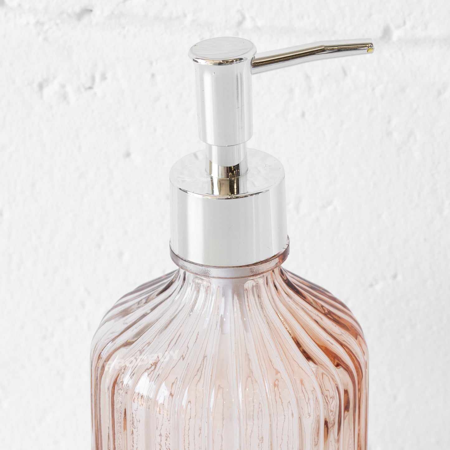 Set of 2 Salmon Pink Glass Lotion Dispensers 500ml