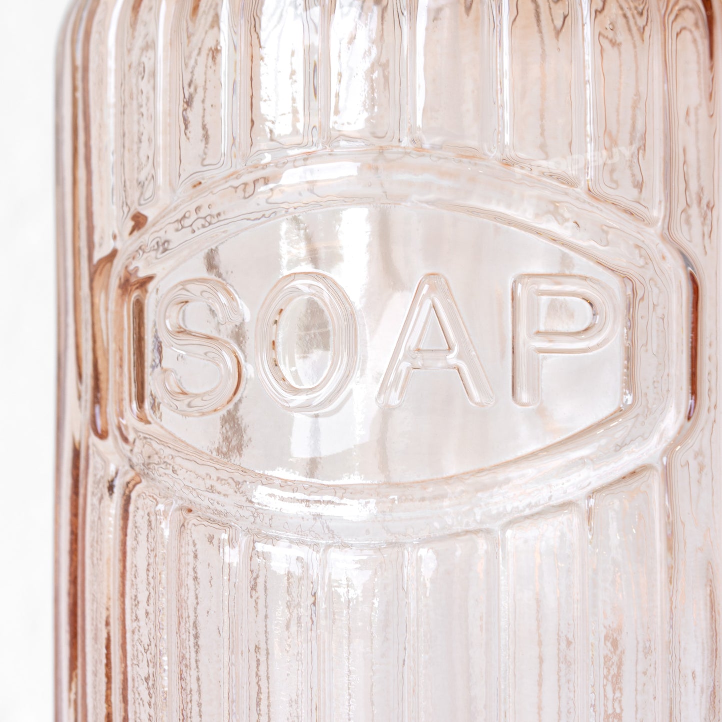 Set of 2 Salmon Pink Glass Lotion Dispensers 500ml