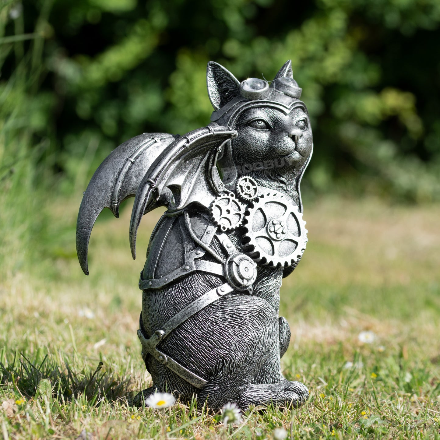 Silver Steampunk Cat Decorative Ornament