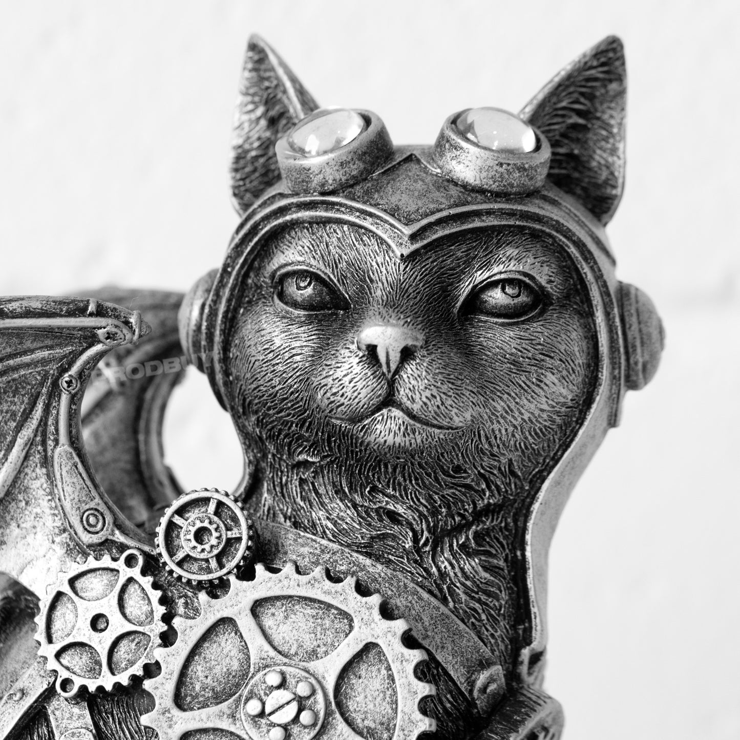 Silver Steampunk Cat Decorative Ornament