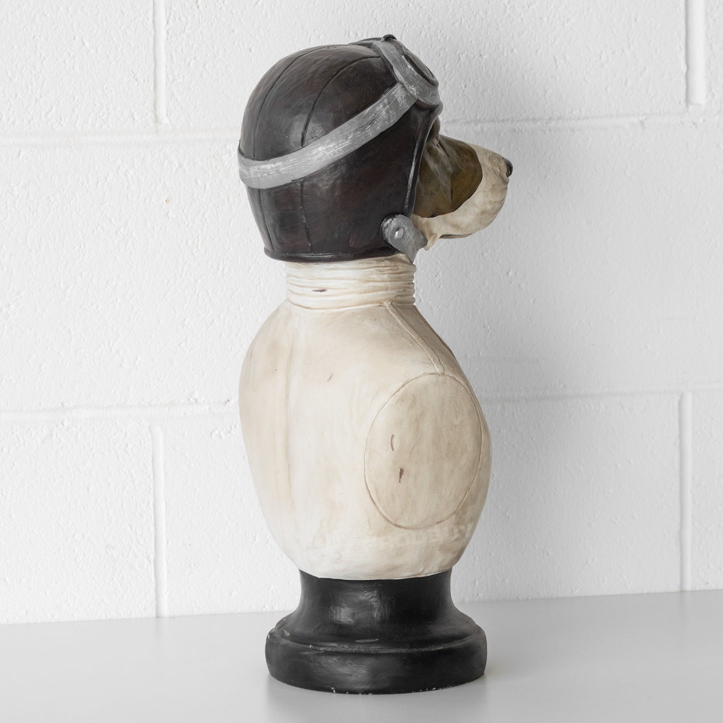 Large Racing Driver Dog Head Bust Sculpture