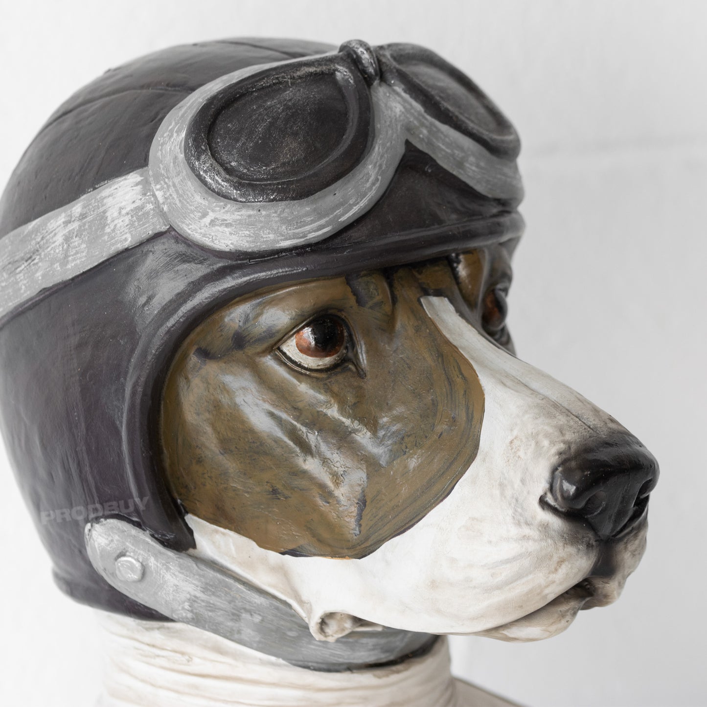 Large Racing Driver Dog Head Bust Sculpture