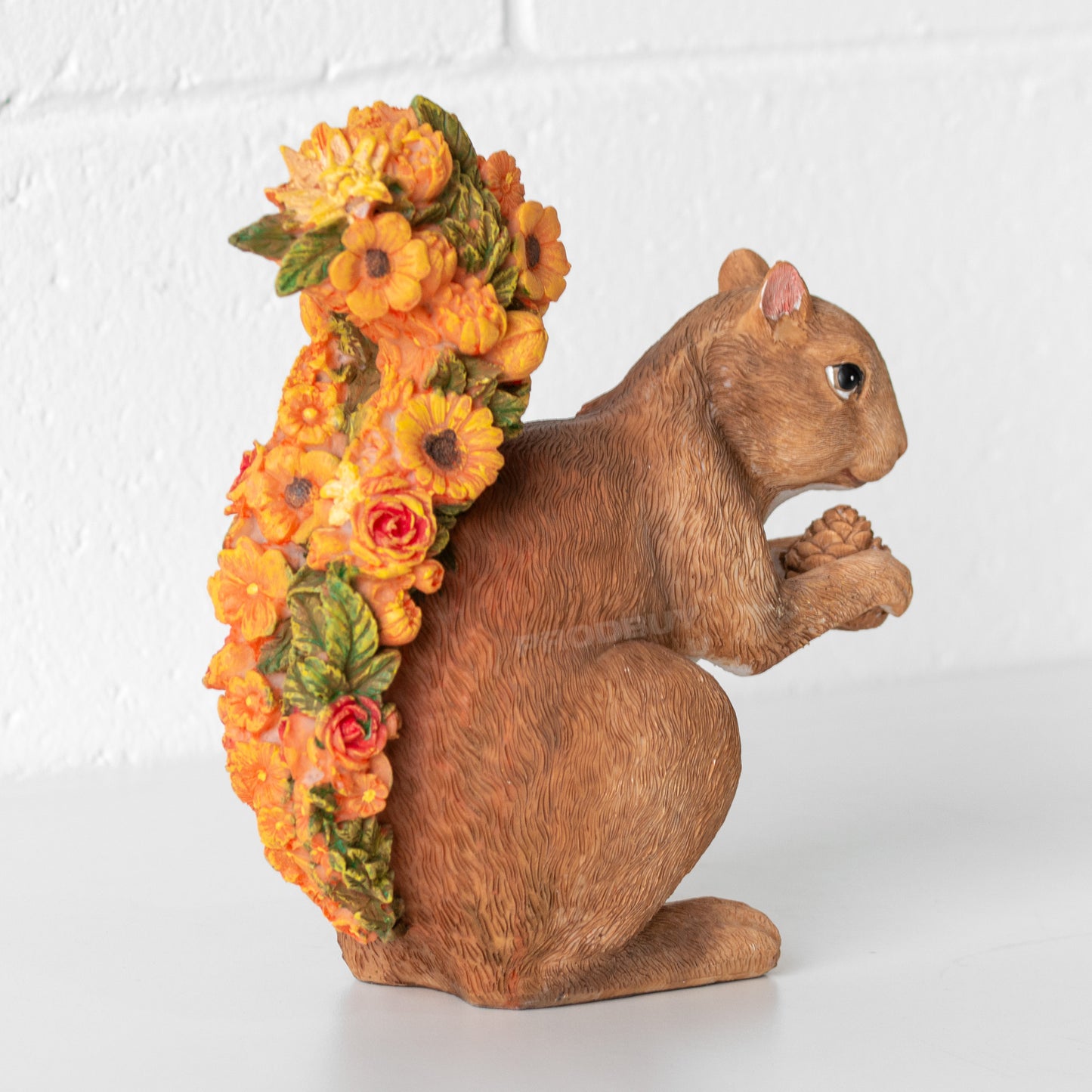 Floral Resin Squirrel Garden Ornament