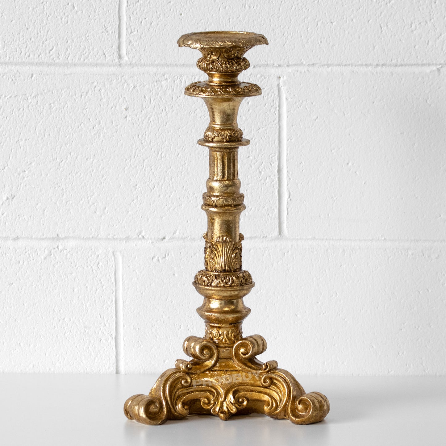 Tall 46cm Ornate Gold Resin Candlestick