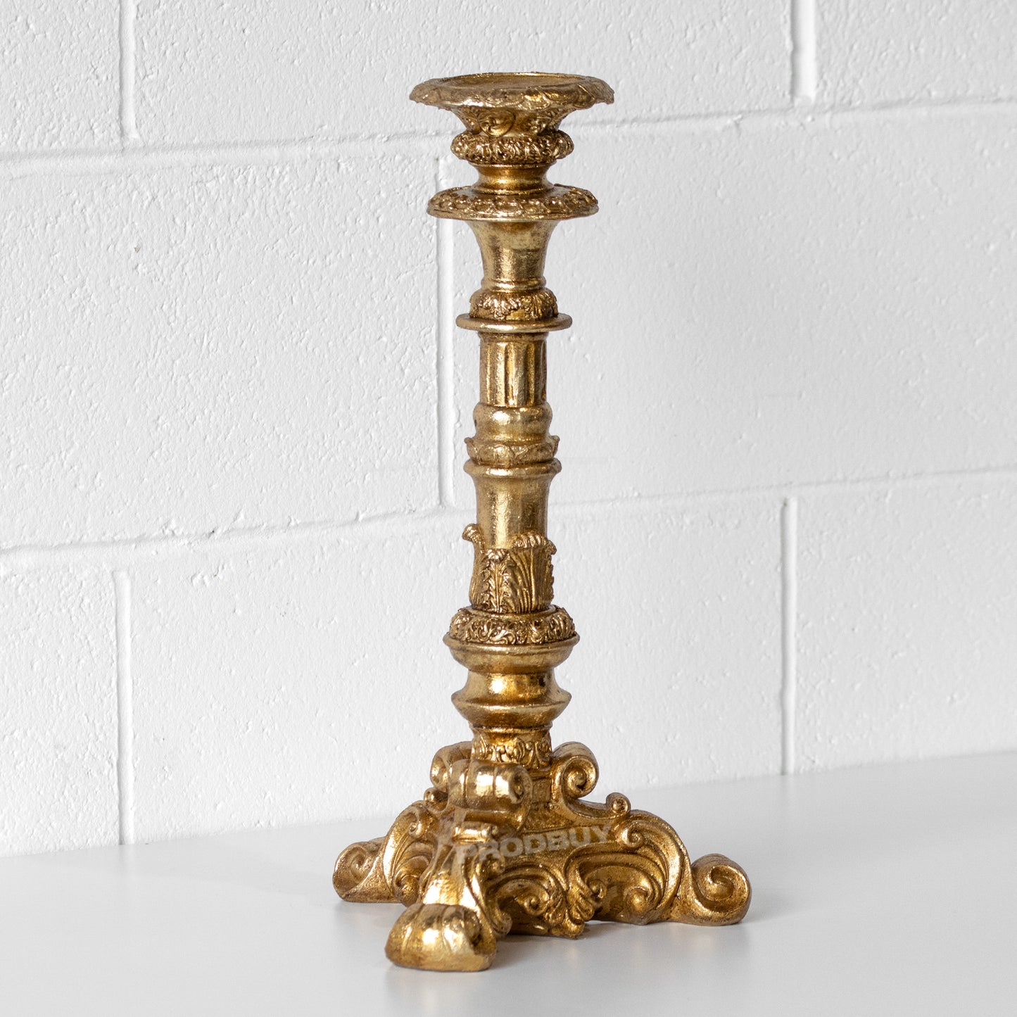 Tall 46cm Ornate Gold Resin Candlestick