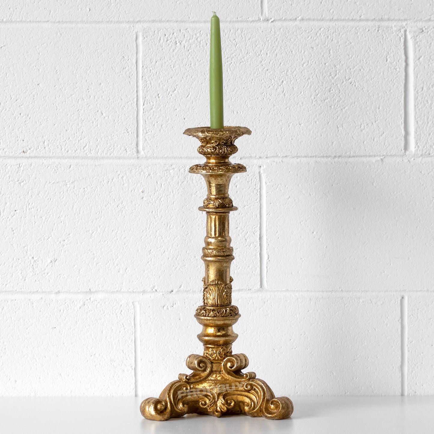 Tall 46cm Ornate Gold Resin Candlestick