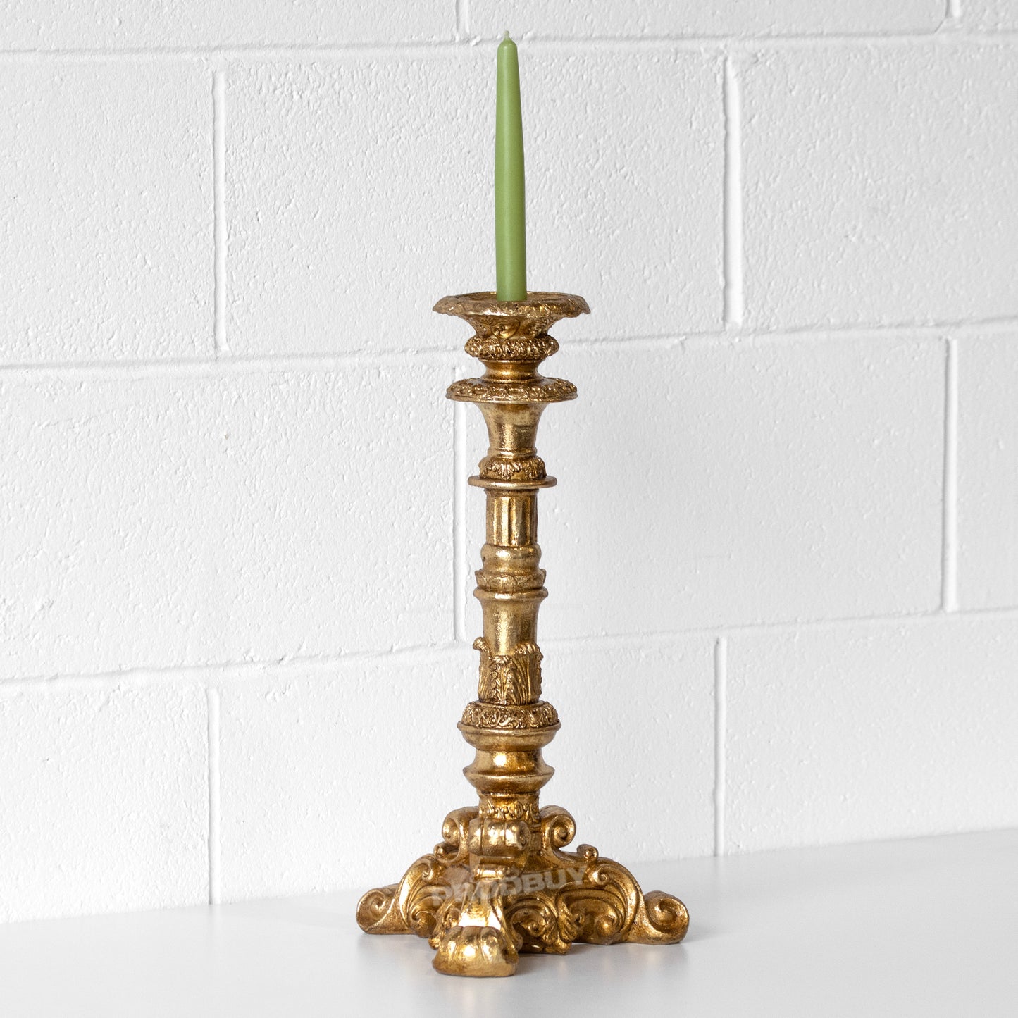Tall 46cm Ornate Gold Resin Candlestick