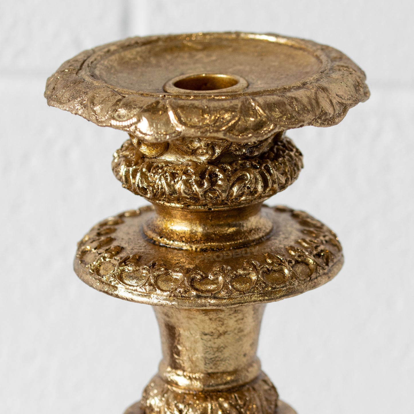 Tall 46cm Ornate Gold Resin Candlestick