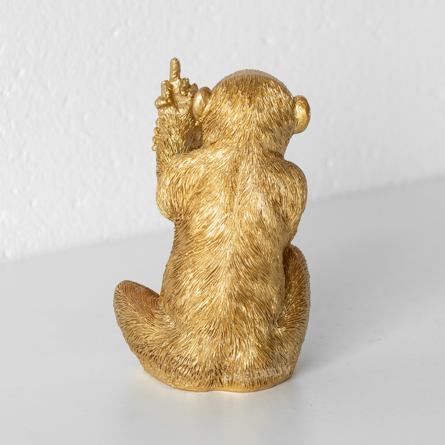 Small Gold Rude Monkey Resin Ornament
