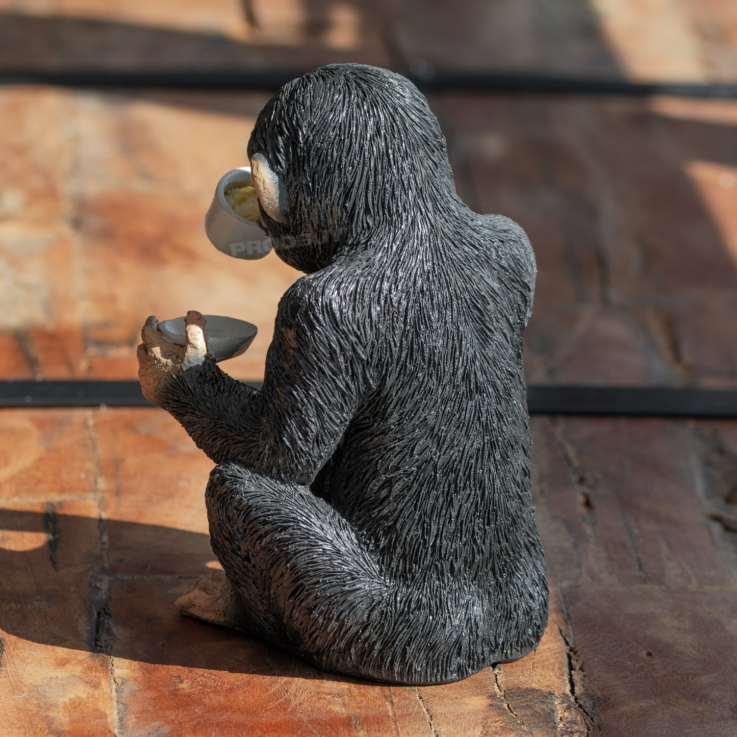Monkey Drinking Tea 18cm Resin Garden Ornament