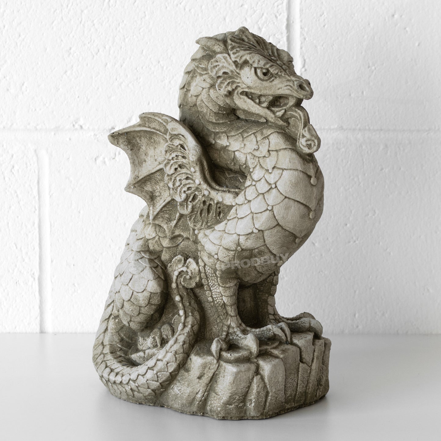 Heavy Stone Scaly Dragon 30cm Garden Statue