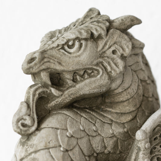 Heavy Stone Scaly Dragon 30cm Garden Statue
