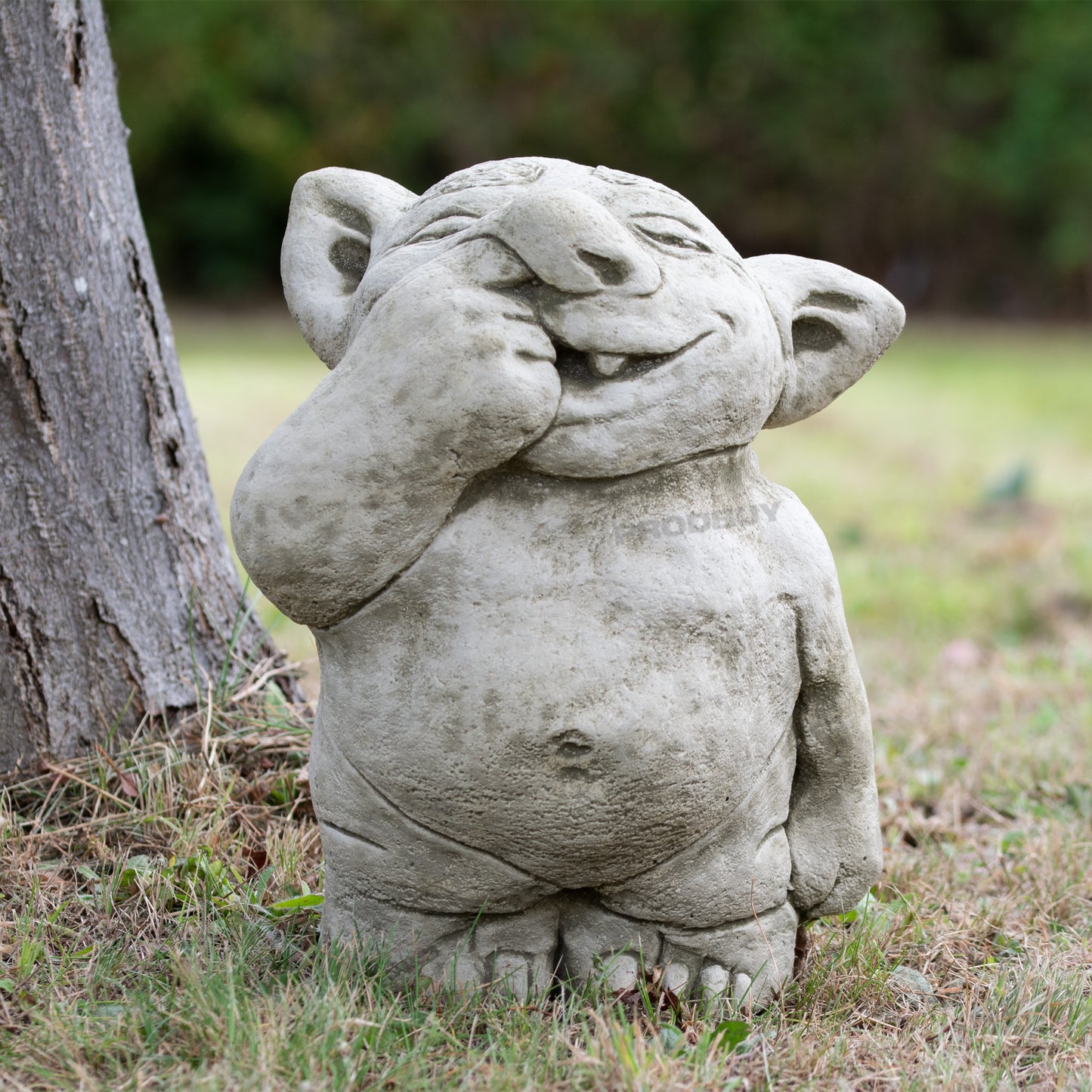Heavy Stone 34cm Nose Picking Troll Statue