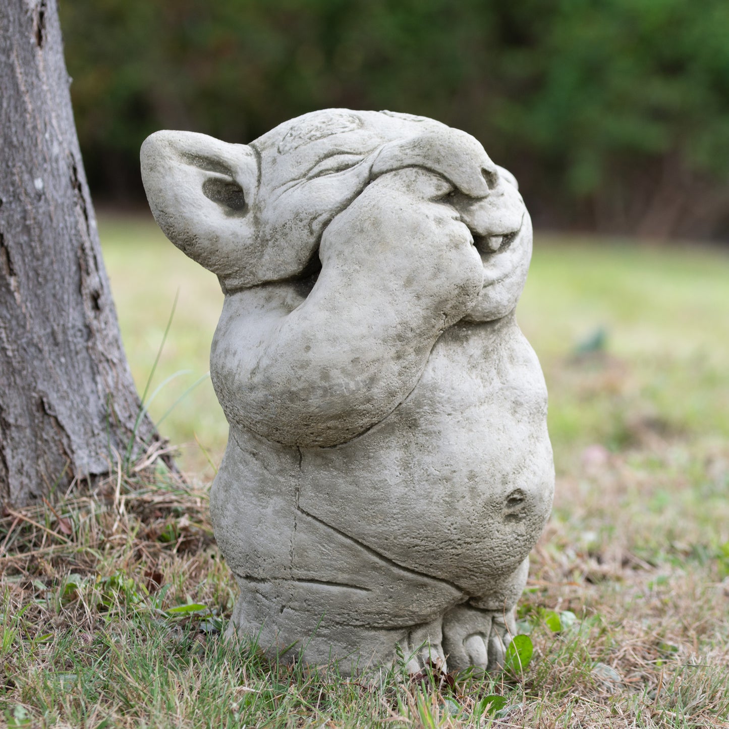 Heavy Stone 34cm Nose Picking Troll Statue