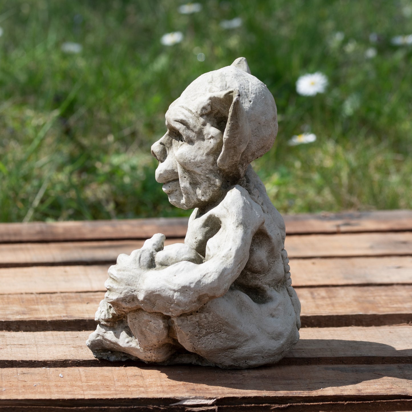 Heavy Stone Smiling Sprite Garden Statue 18cm