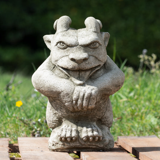 Heavy Stone Cheeky Gargoyle Garden Statue 25cm