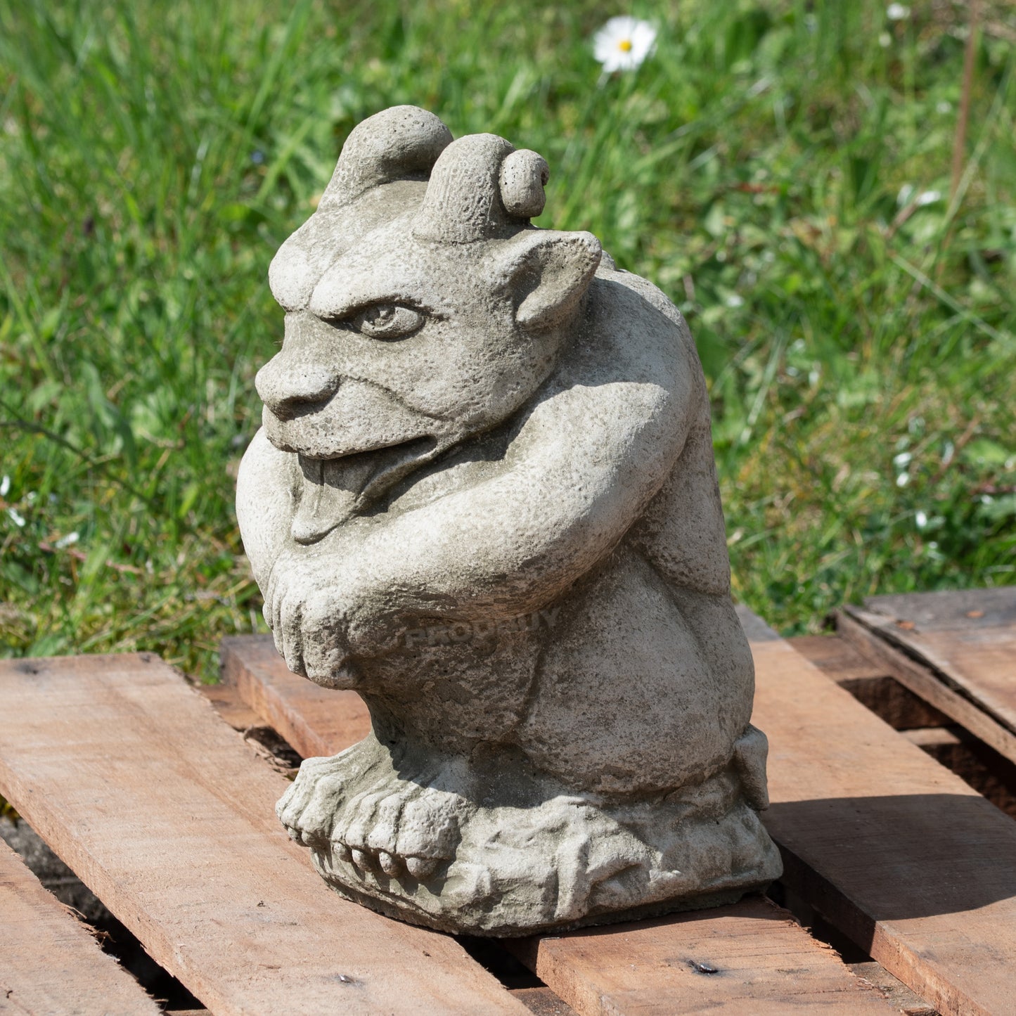Heavy Stone Cheeky Gargoyle Garden Statue 25cm