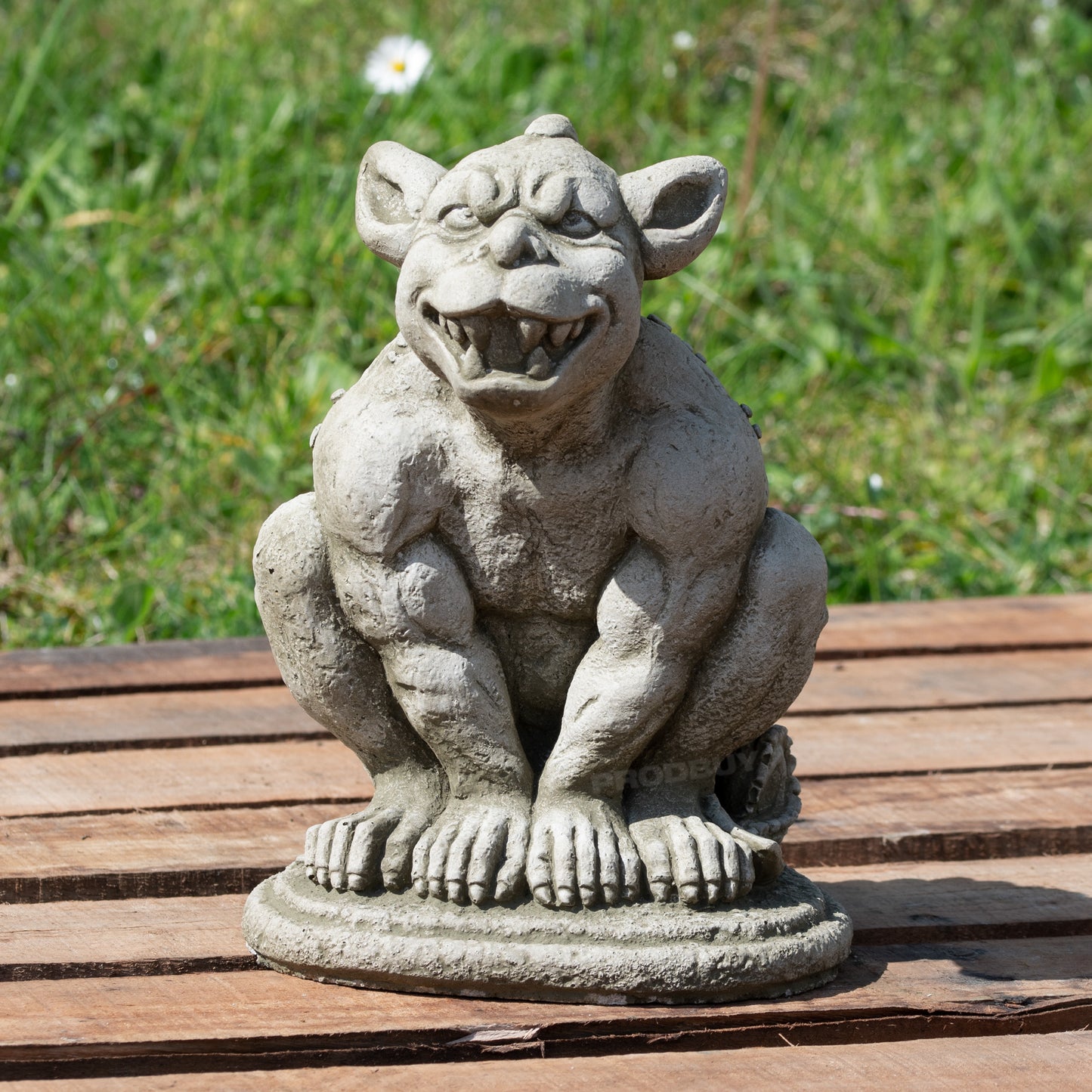 Heavy Stone Grinning Gargoyle Garden Statue 25cm