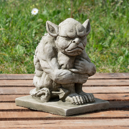 Heavy Stone Grumpy Gargoyle Garden Statue 25cm