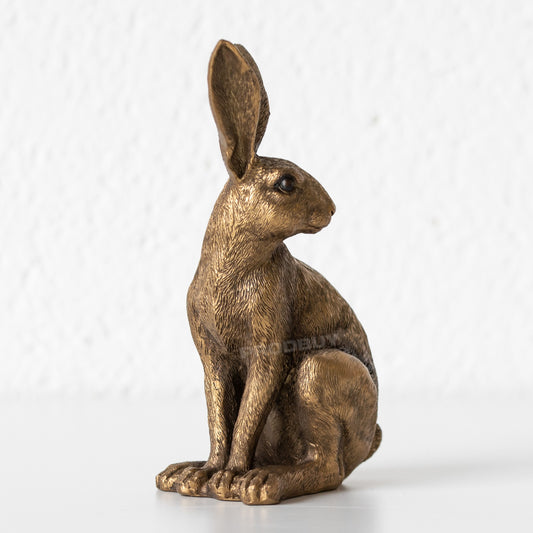 Small Bronze Resin Sitting Hare Ornament
