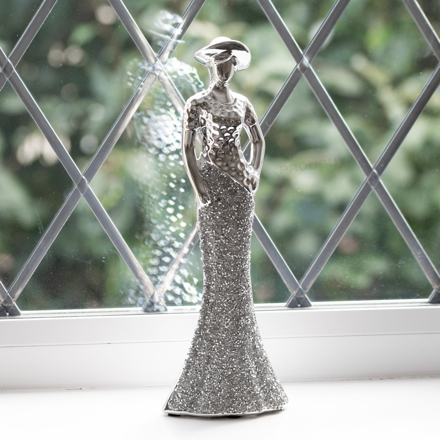 Set of 2 Elegant Silver Lady Ornaments