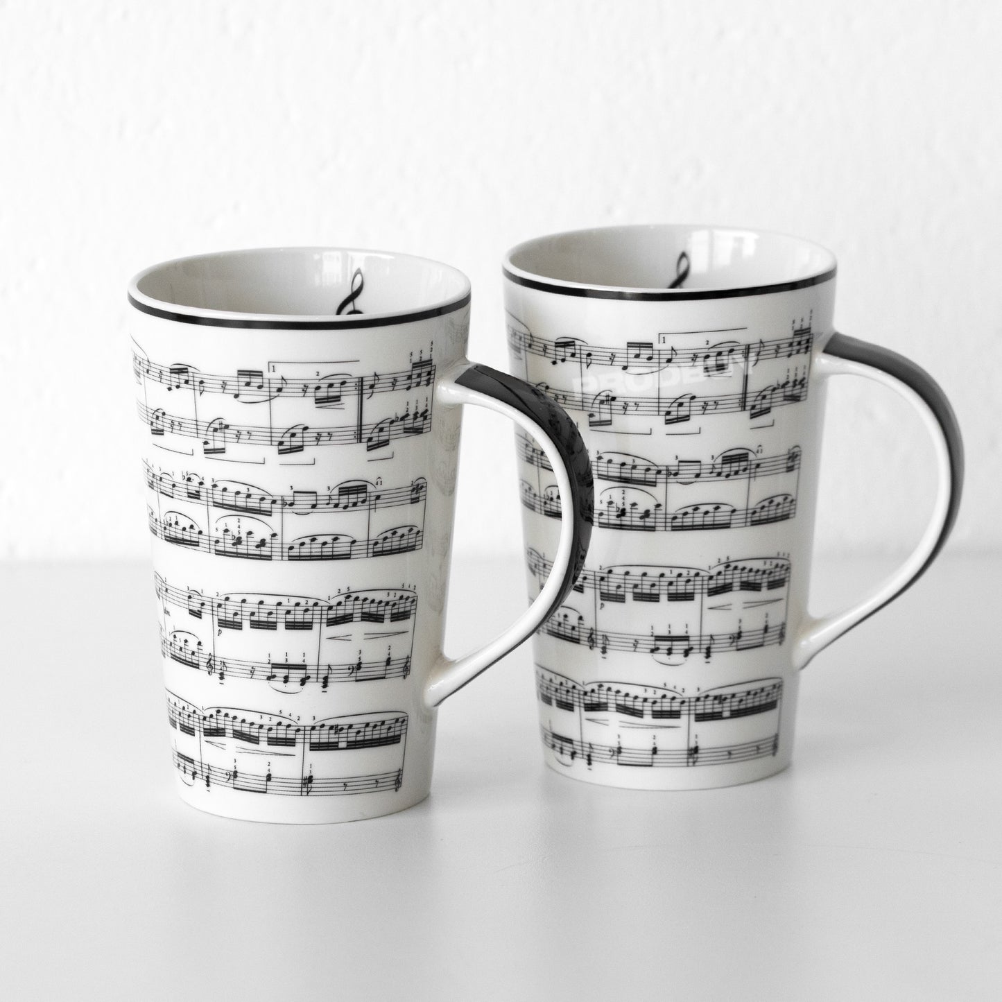 Set of 4 Music Sheet Tall Latte Coffee Mugs