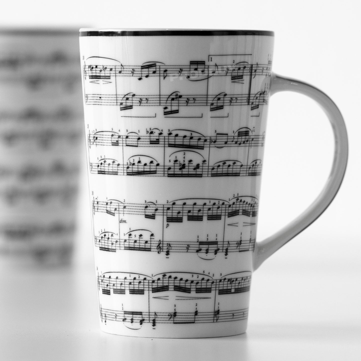 Set of 4 Music Sheet Tall Latte Coffee Mugs
