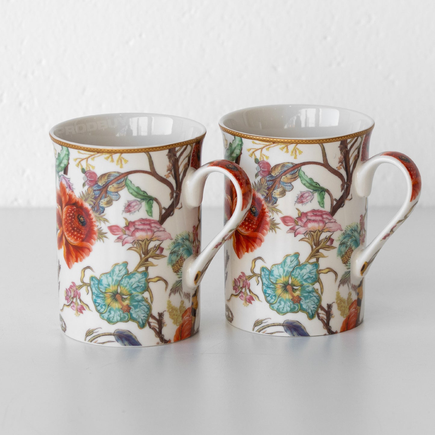Set of 4 Light Floral 'Anthina' Coffee Mugs