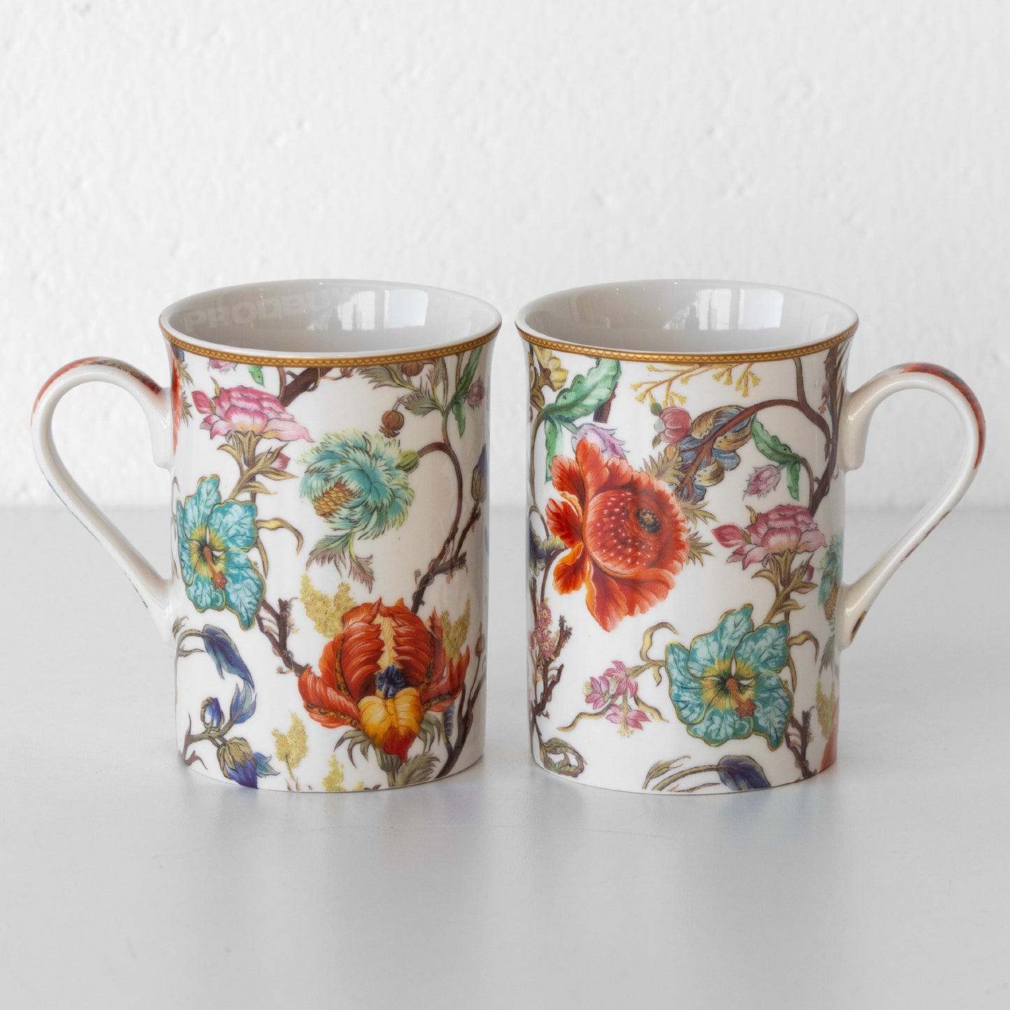Set of 4 Light Floral 'Anthina' Coffee Mugs