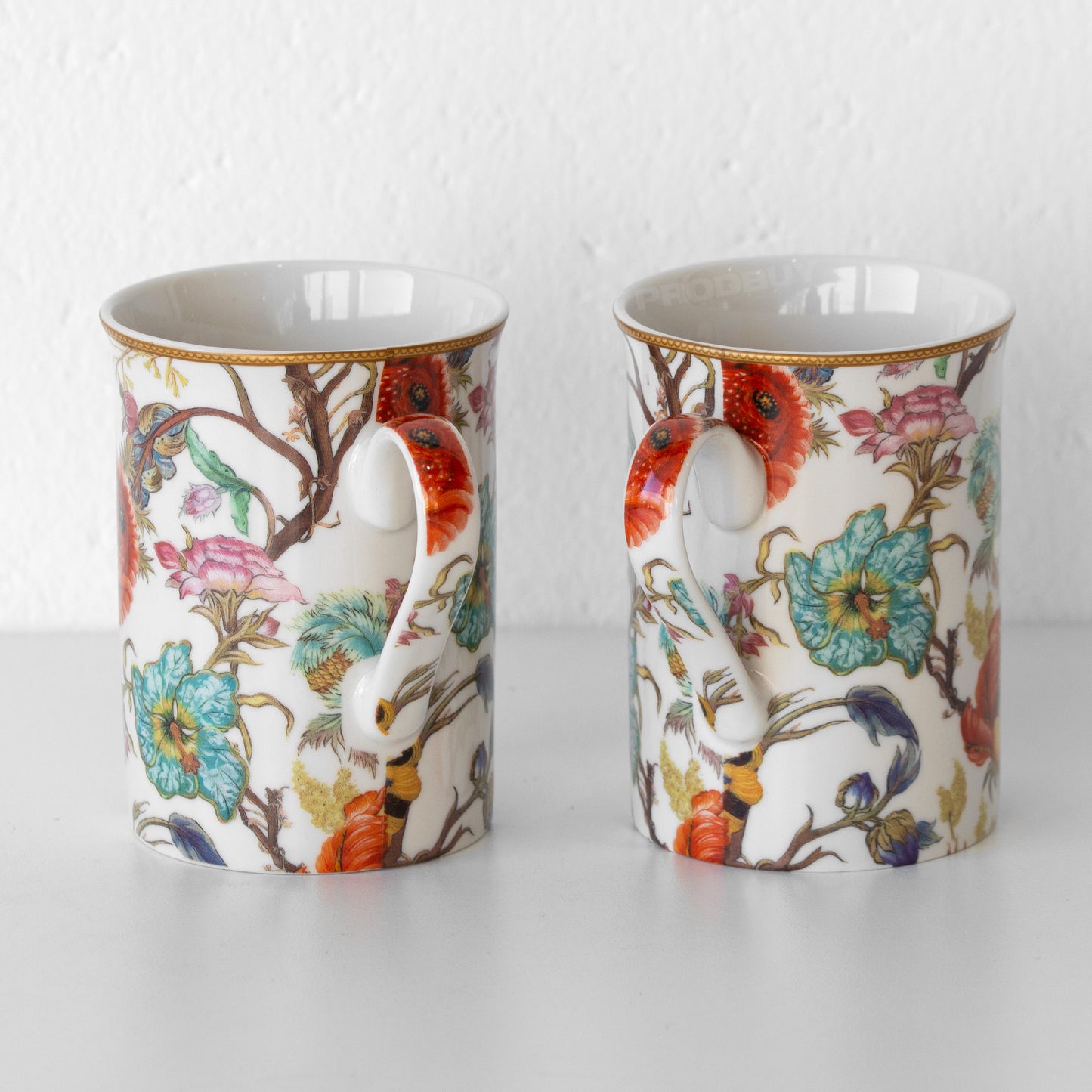 Set of 4 Light Floral 'Anthina' Coffee Mugs