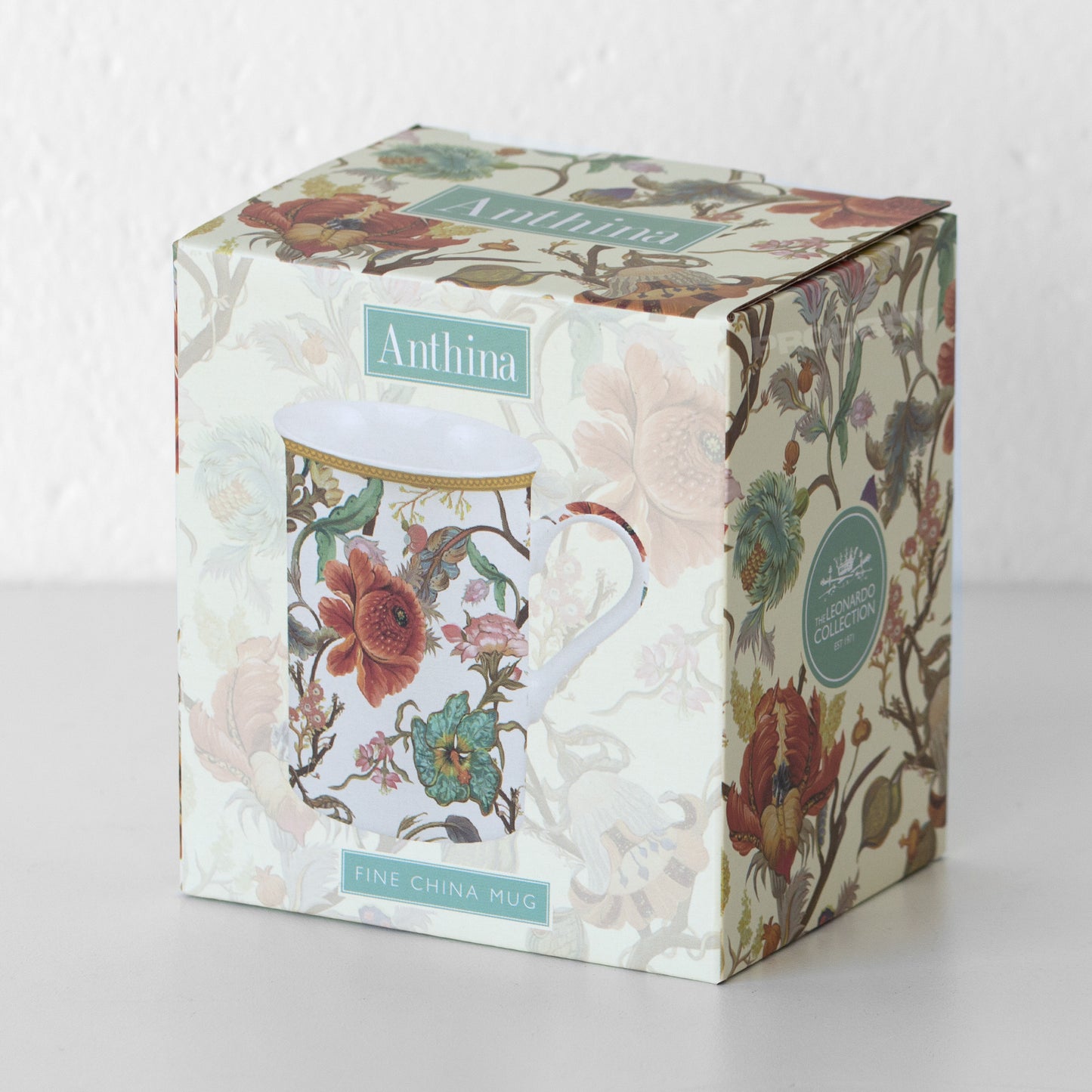 Set of 4 Light Floral 'Anthina' Coffee Mugs