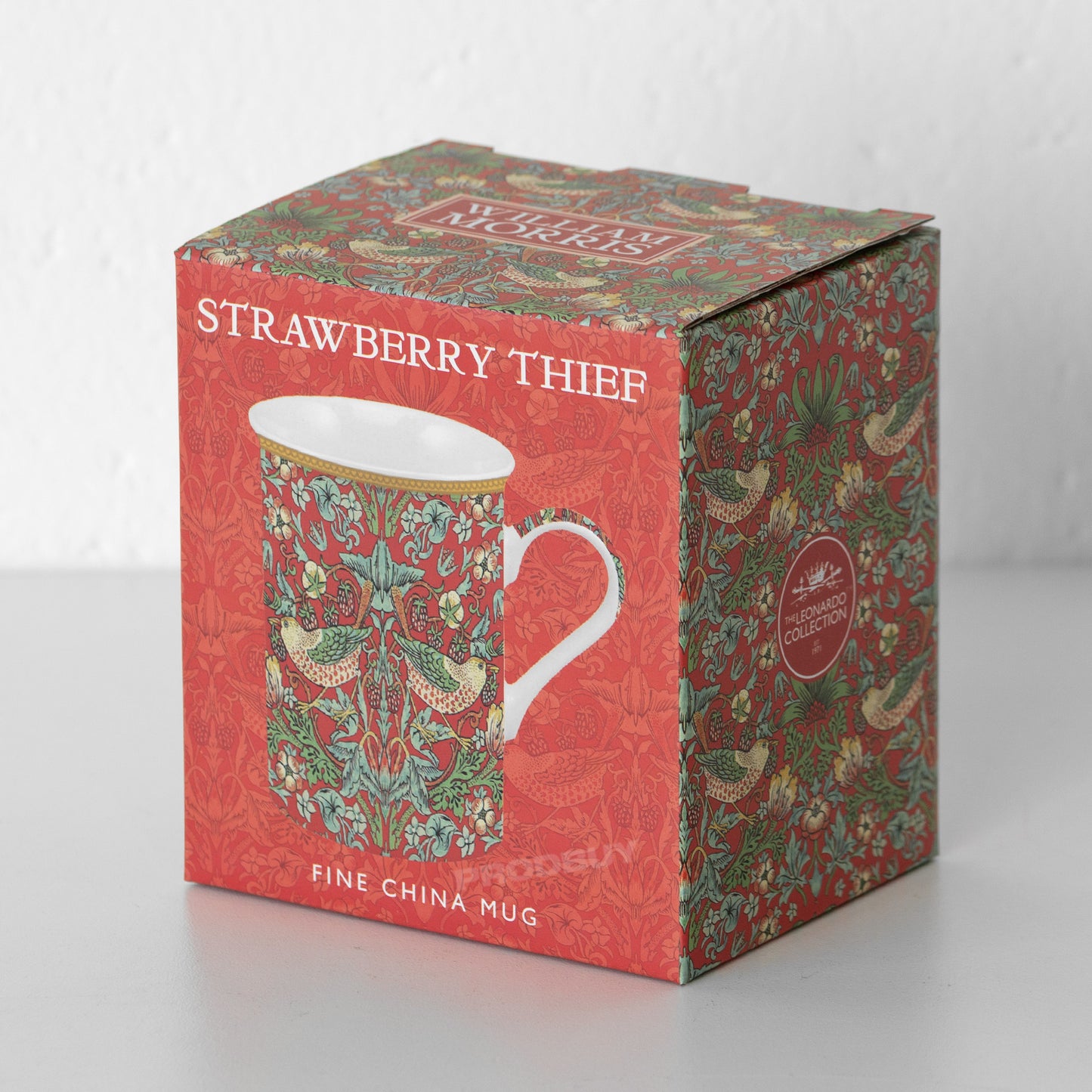 Set of 4 Red Floral 'Strawberry Thief' Coffee Mugs